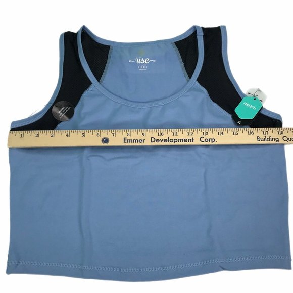 Womens Cropped Tank XL Lularoe Workout Top Blue Black Mesh Fitness Exercise - Picture 9 of 9
